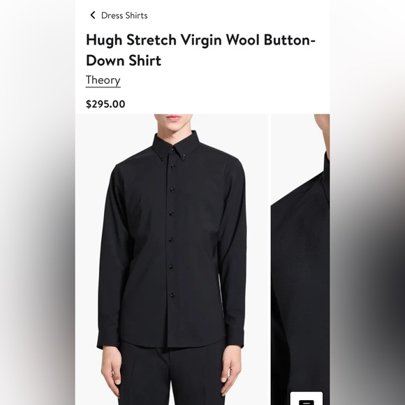 Theory Hugh Stretch Virgin Wool Shirt – Navy, Size M – NWT - Picture 1 of 3